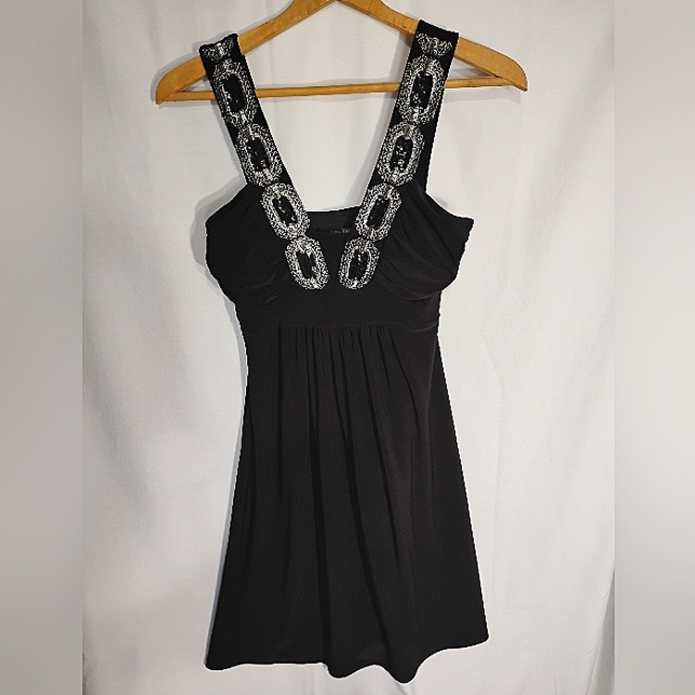 Bisou Bisou Black and Silver Square Neck Mini Dress